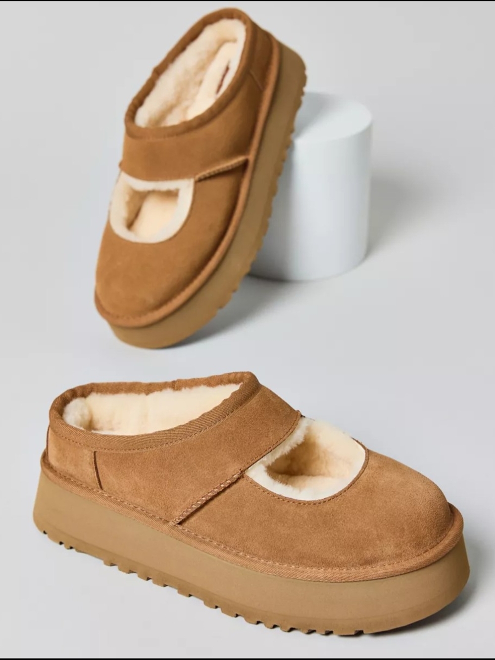 UGG Bea Shearling Platform Mary Jane Slippers Size 12 (Fits 10) MSRP $120
